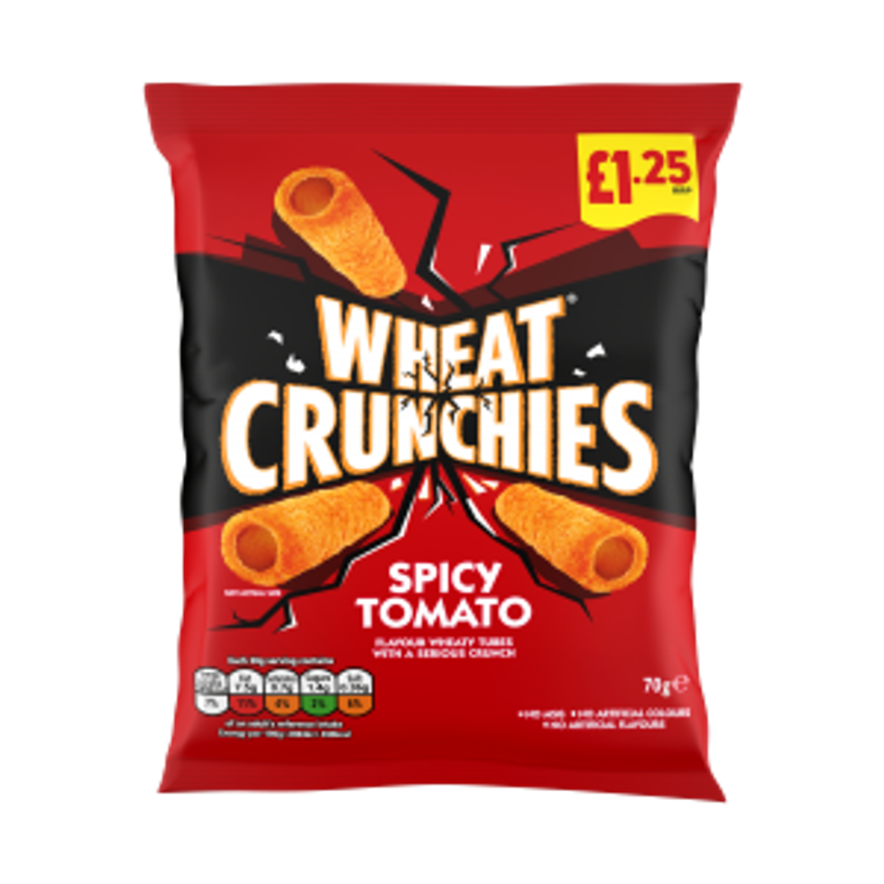 702857 Wheat Crunchies Spicy Tomato Crisps 70g 125GBP PMP 711010 S 1