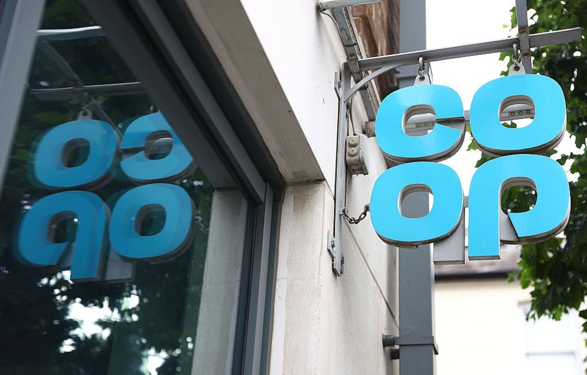 ​A Co-op store sign is seen in London