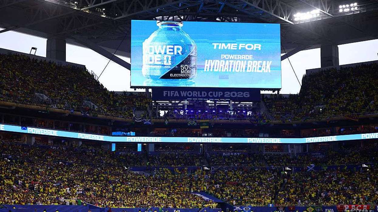 A general view during a hydration break in the FIFA World Cup 2026 Group C match between Scotland and Brazil