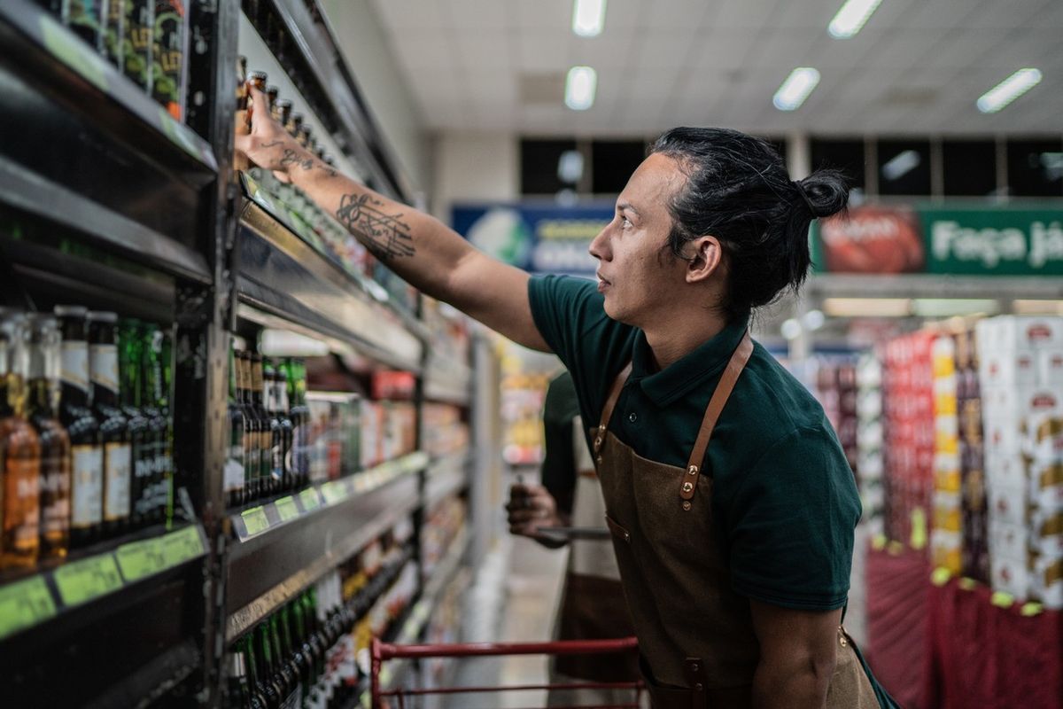 a person working in a supermarket