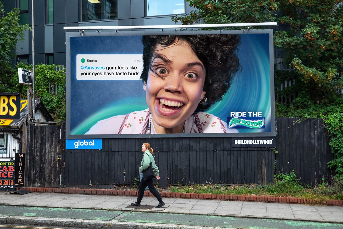 Airwaves 'Ride The Airwaves' campaign visual showing menthol burst effect