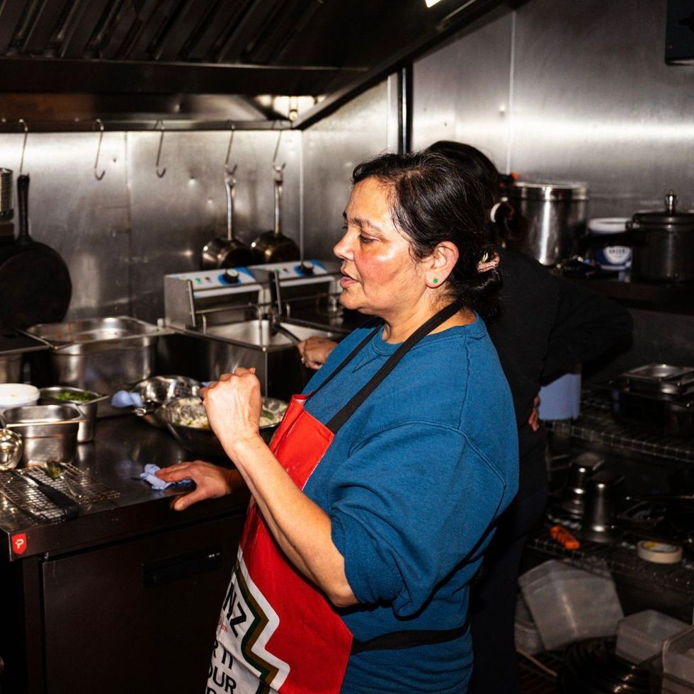 Anju Patel cooking Gujarati dishes for Londis N16