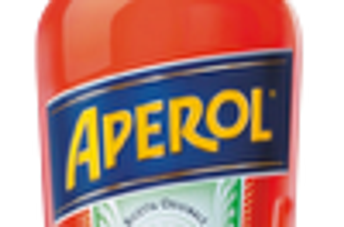 Branded Aperol Spritz jigger with measured cups for prosecco, Aperol, and soda water