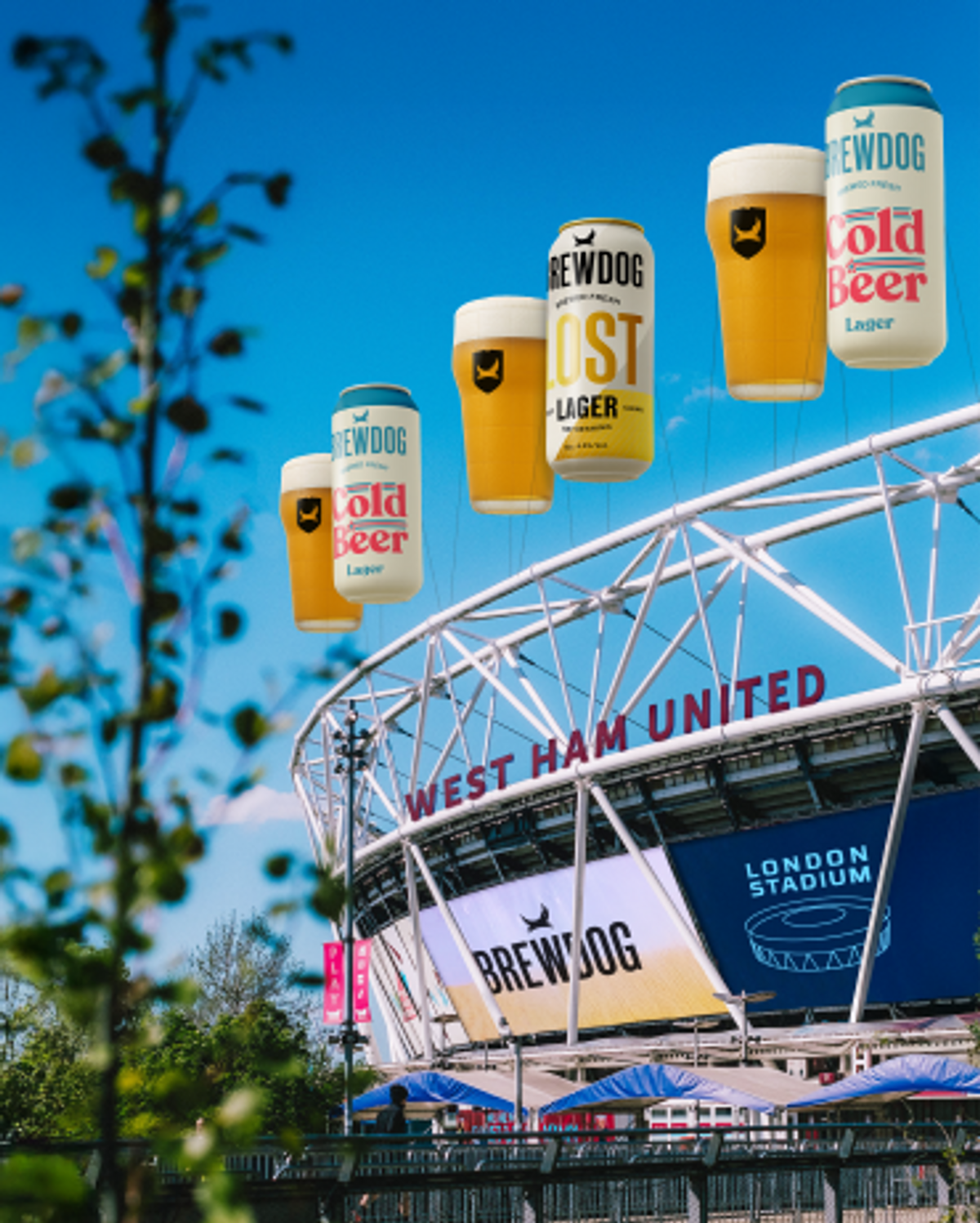 BrewDog beer at London Stadium with West Ham United branding