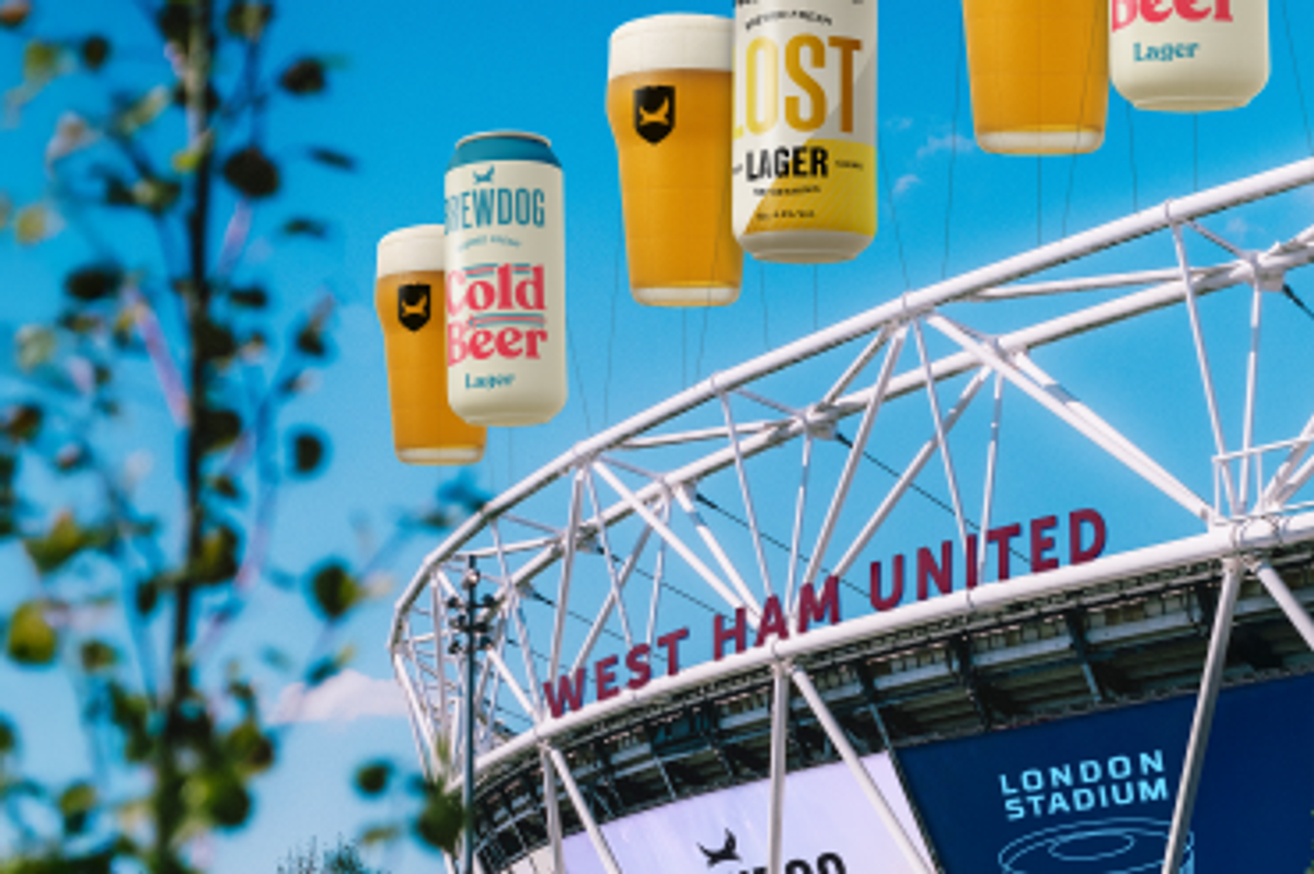 BrewDog beer at London Stadium with West Ham United branding