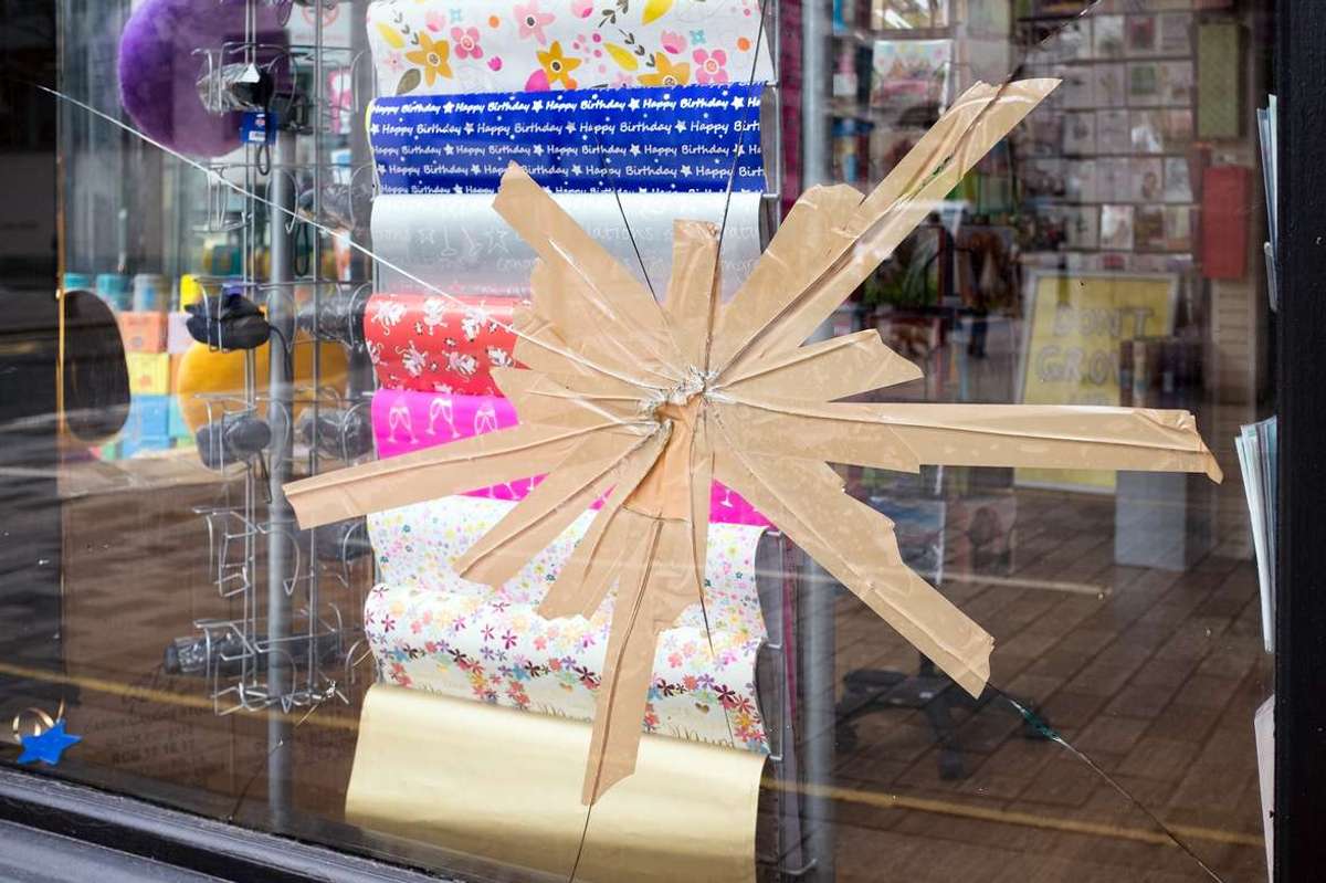 Broken shop window