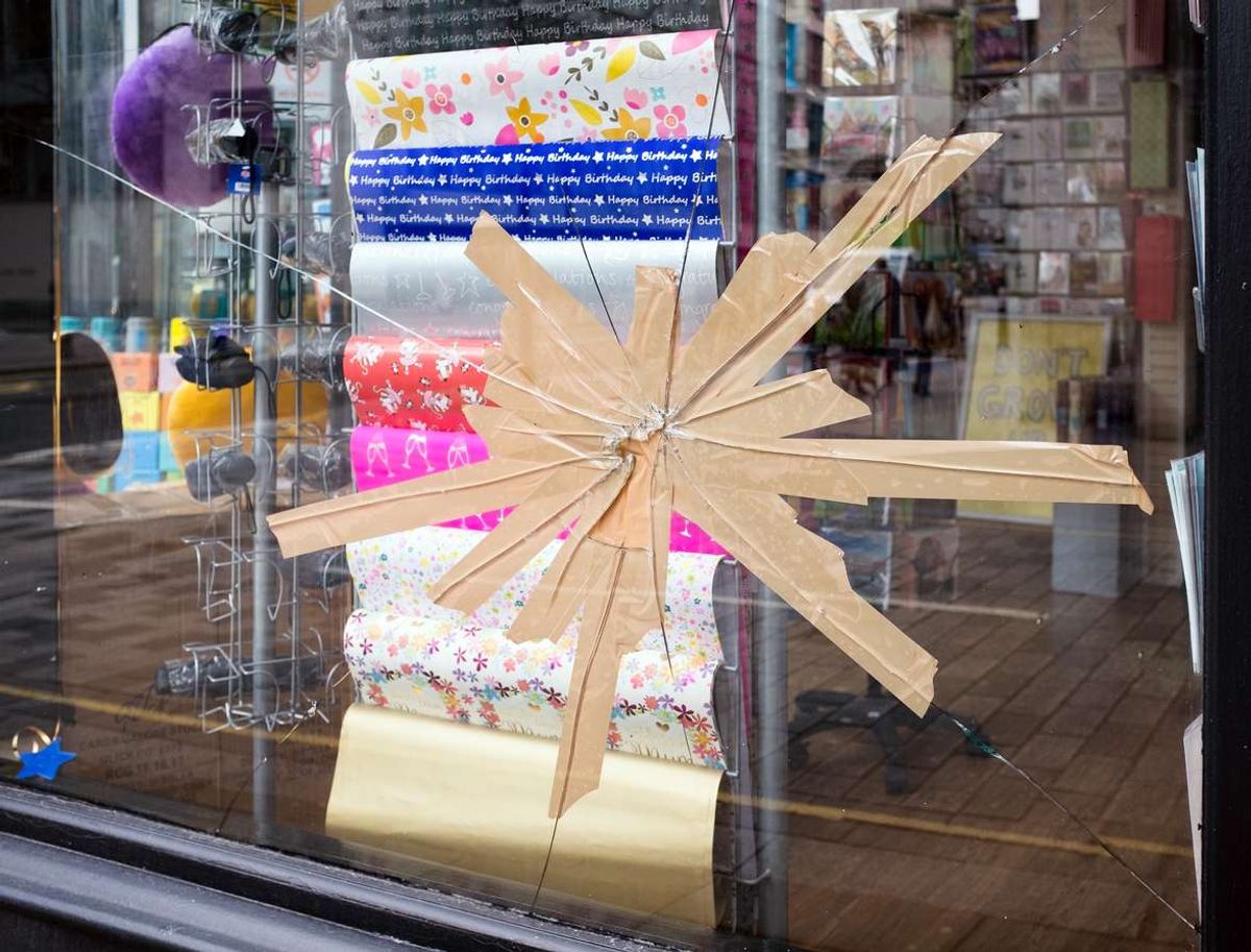 Broken shop window