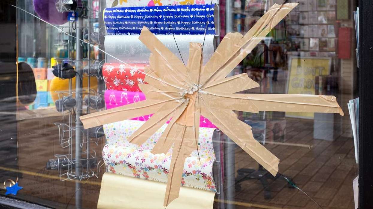 Broken shop window