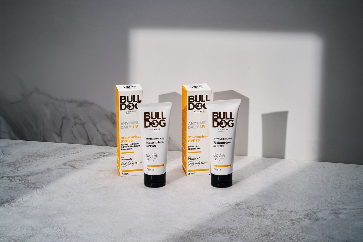 Bulldog SPF 50 Daily UV Moisturiser for men with Vitamin E in eco-friendly packaging