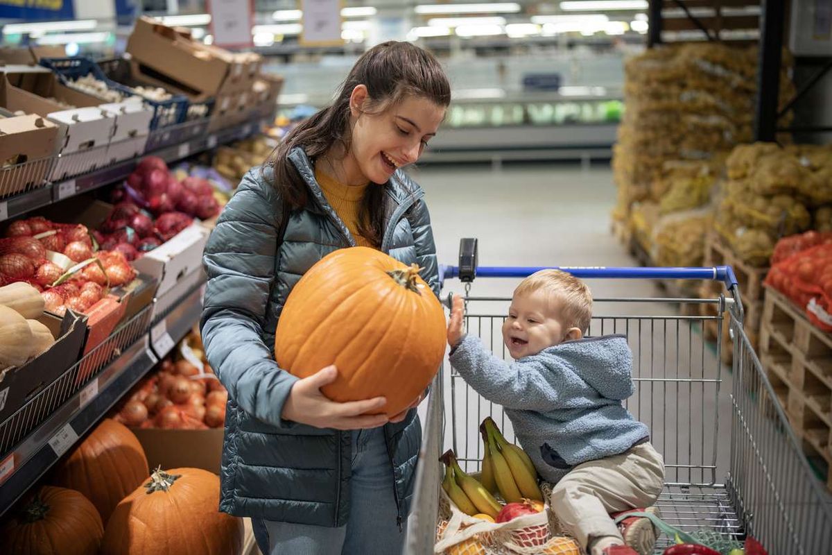 Buying a big pumpkin for Halloween