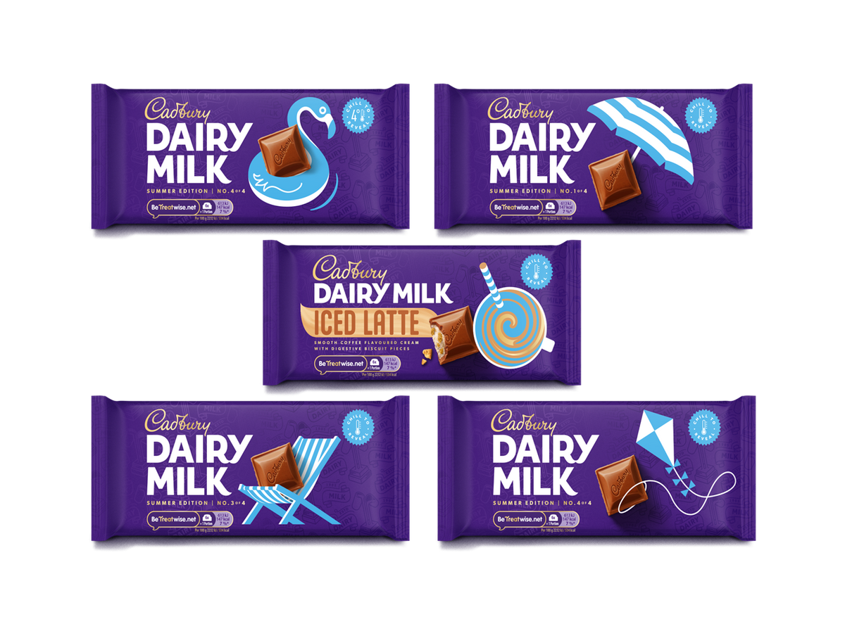 Cadbury Dairy Milk Chill to Reveal bars and new Iced Latte chocolate with fun summer wrappers