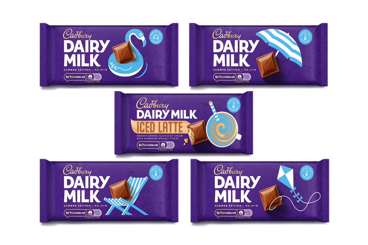 Cadbury Dairy Milk Chill to Reveal bars and new Iced Latte chocolate with fun summer wrappers
