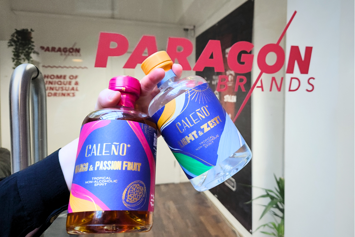 Caleño tropical-inspired non-alcoholic spirits bottle, part of the Paragon Brands partnership