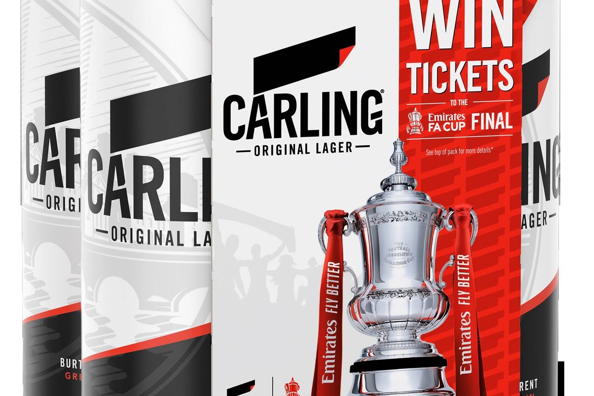 Carling beer promotional packs featuring Emirates FA Cup ticket