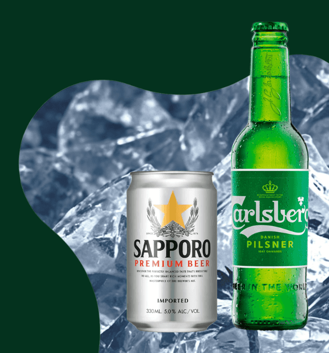 carlsberg and sapporo beers