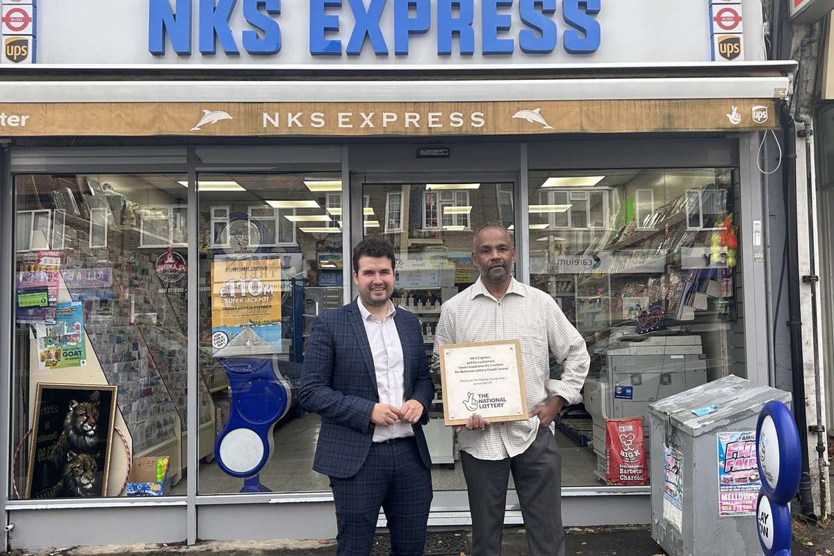 MP Elliot Colburn applauds local retailer for raising huge sum for National Lottery Good Causes