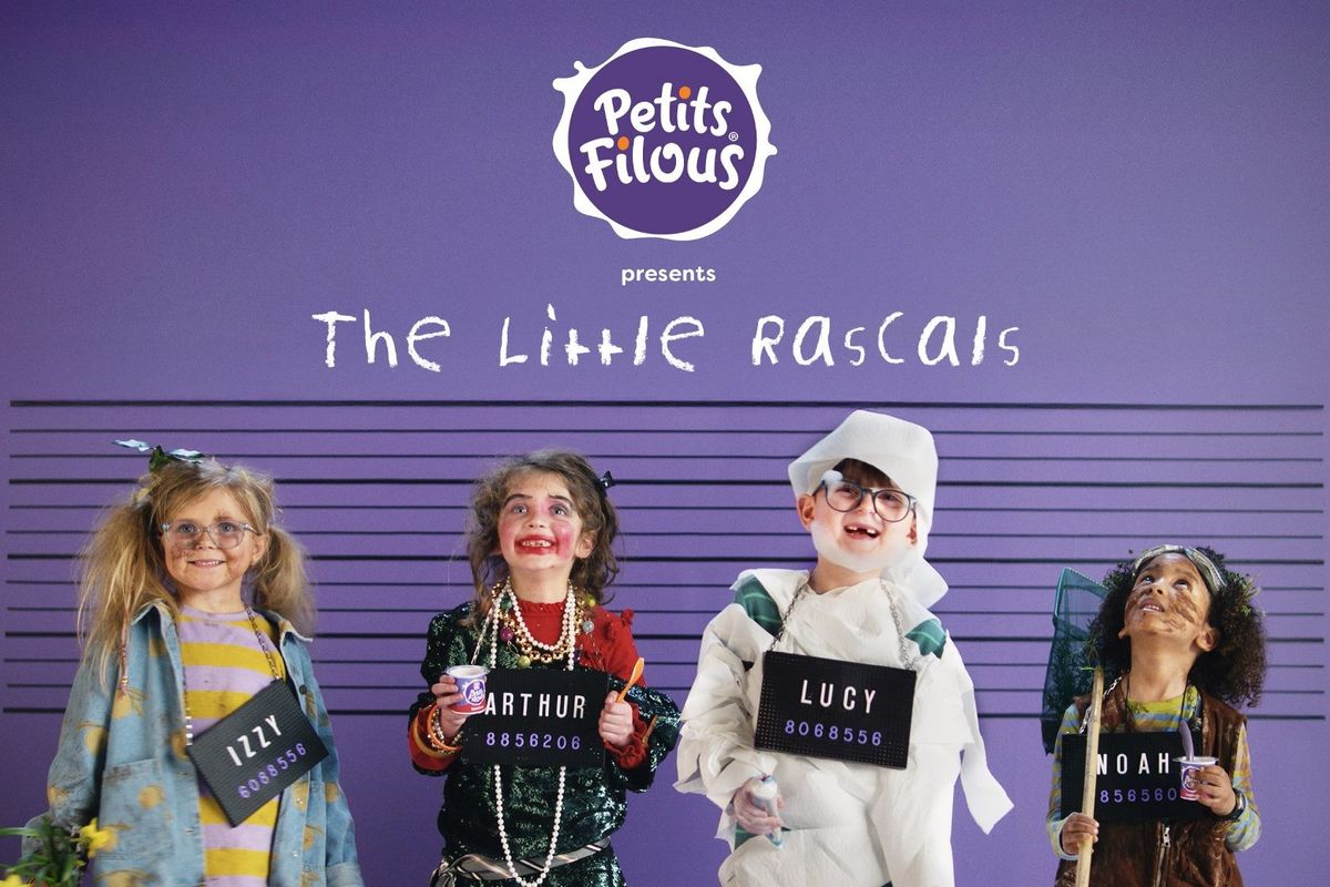 Children enjoying Petits Filous yoghurt mischief, fortified with calcium and vitamin D