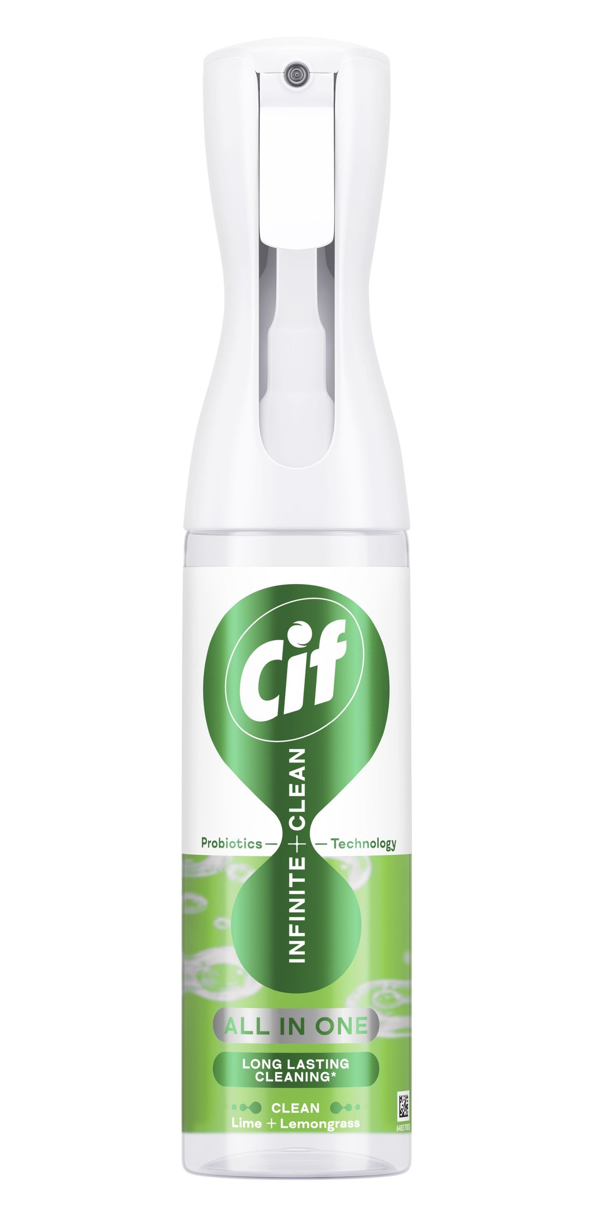 Cif Infinite Clean probiotic spray in reusable packaging for multi-surface cleaning