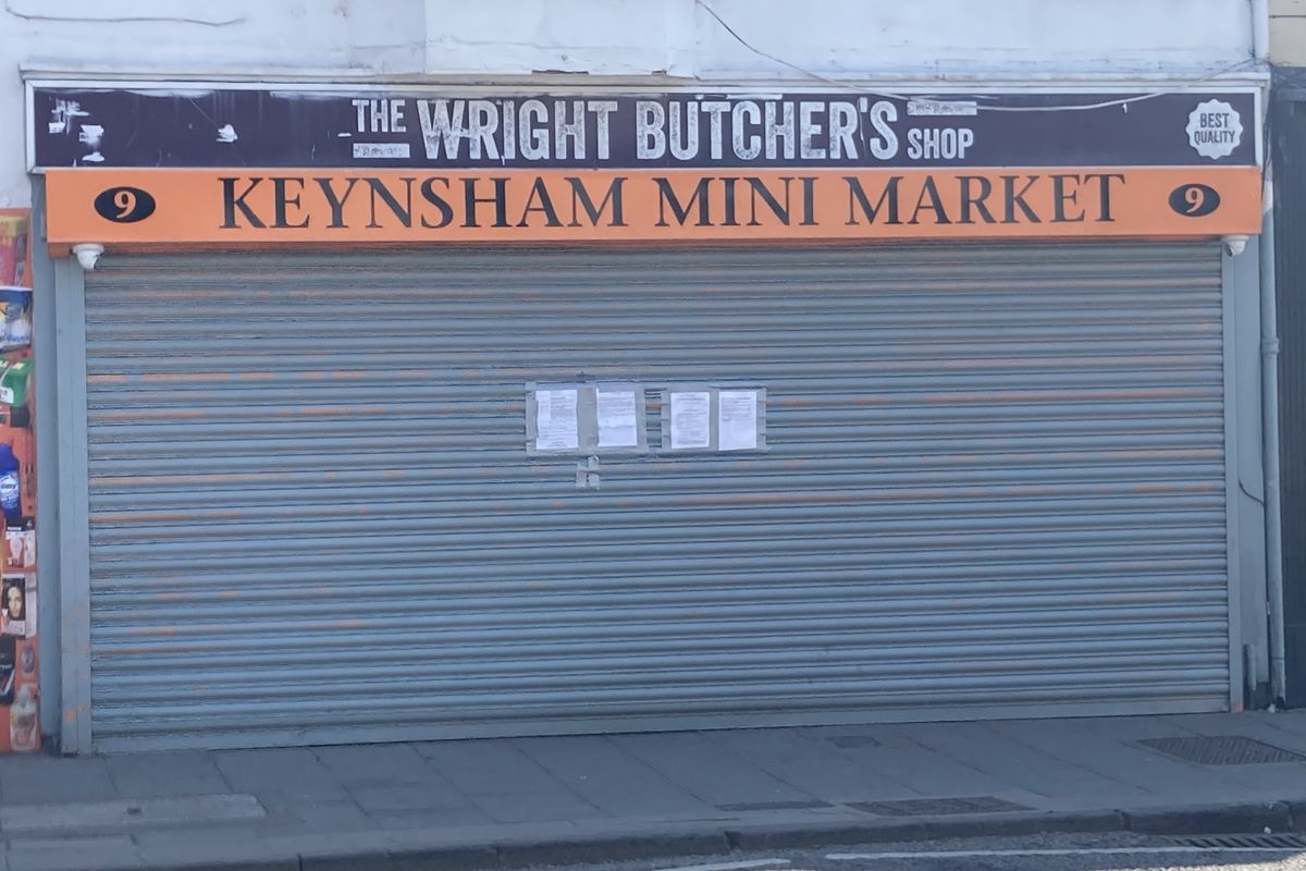 Closed Keynsham Mini Market in Bristol, with a closure notice for anti-social behaviour and illegal vape sales