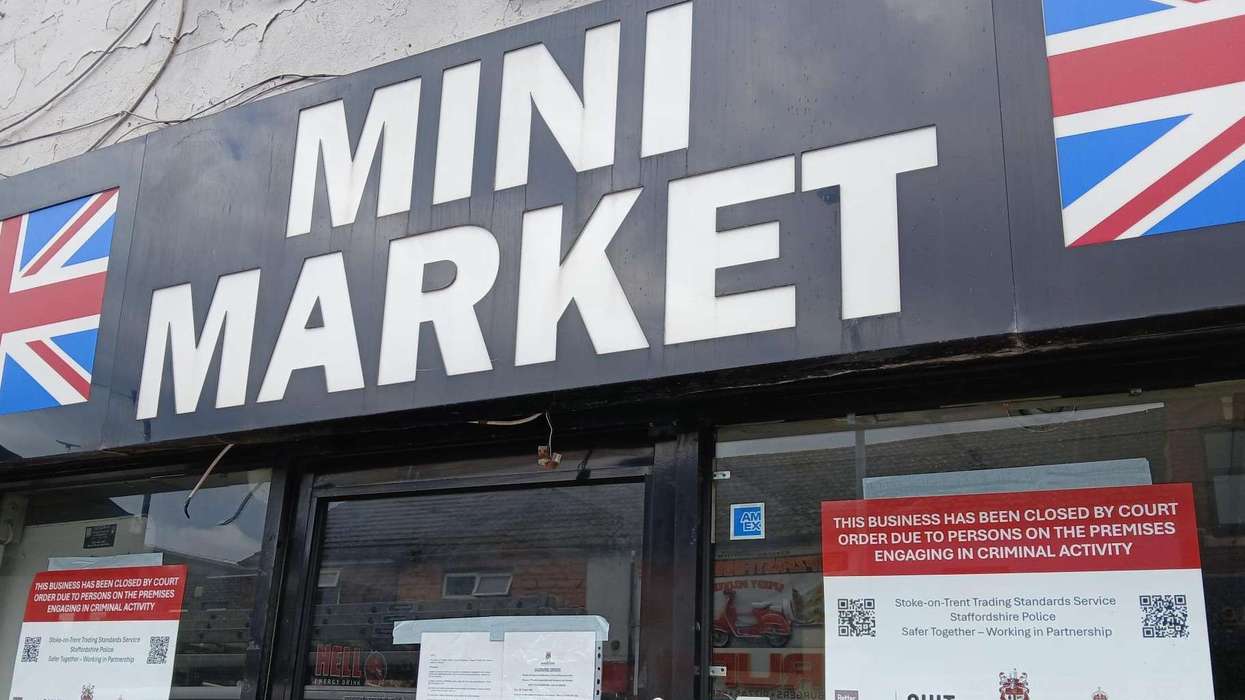 Closure order in front of UK Mini Market in Hanley