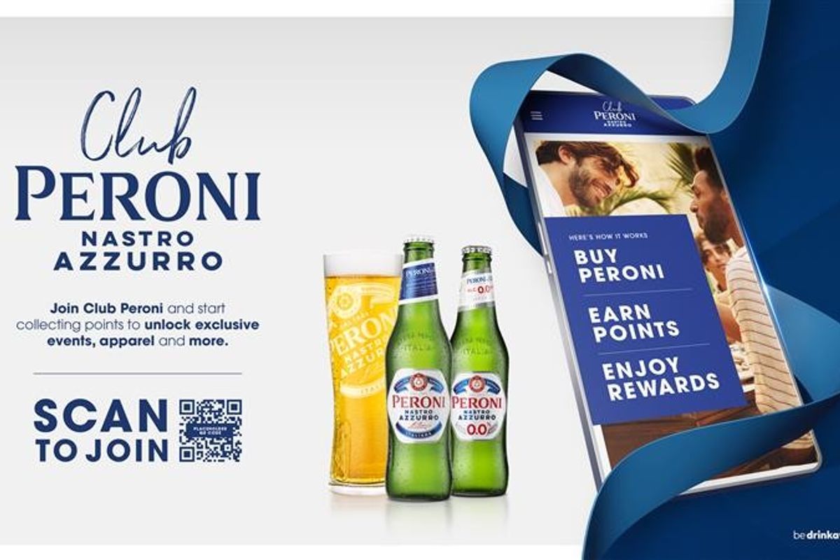 Club Peroni loyalty program offering event tickets, free drinks, and more prizes.