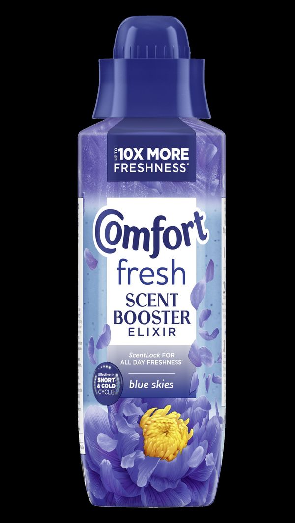 Comfort fabric conditioner bottles showcasing new Fresh & Protect and Scent Booster Elixir range