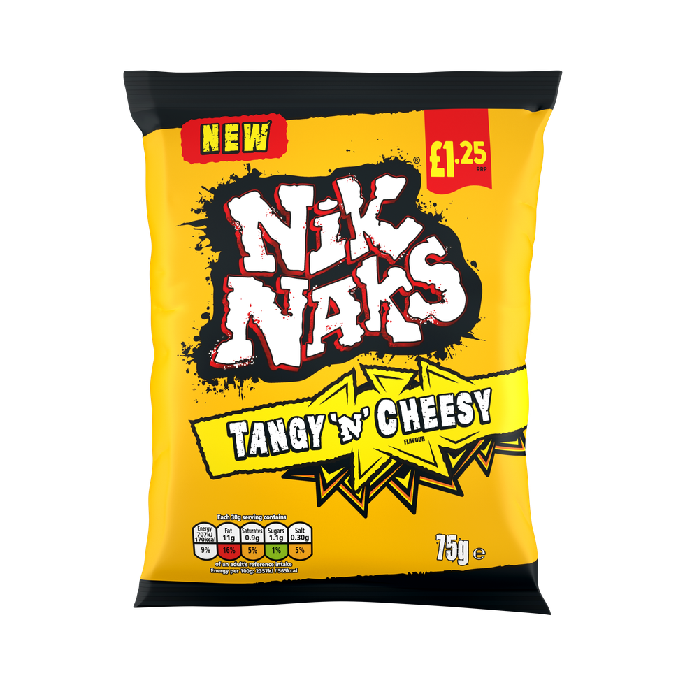 Convenience store shelf displaying various price-marked pack snacks attracting customers