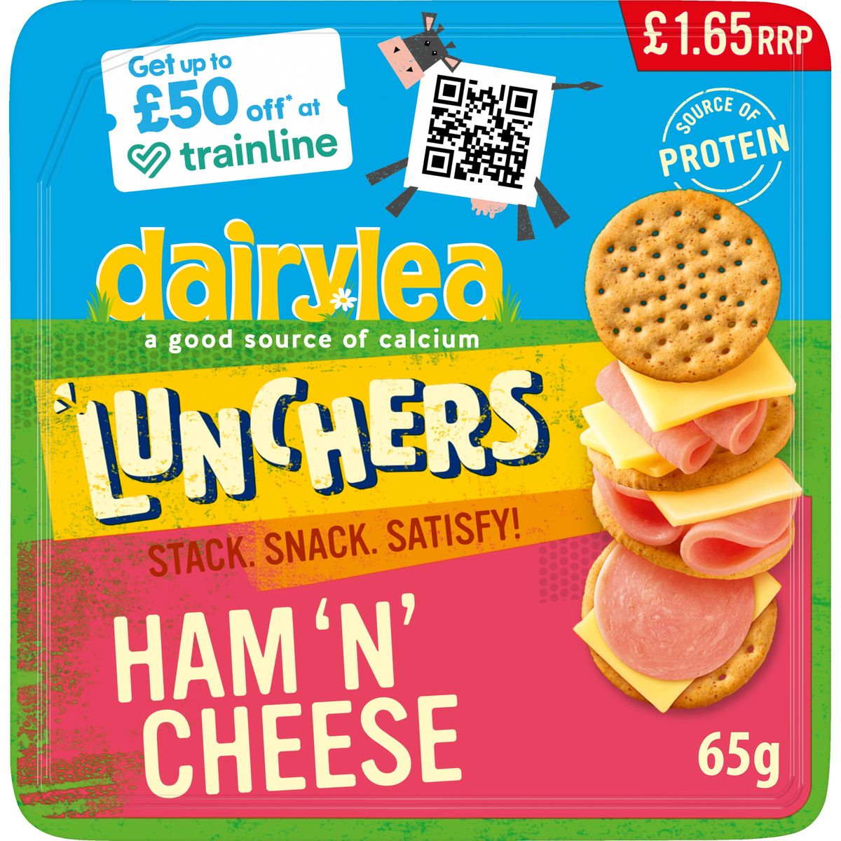 Dairylea product with Trainline promoting travel discounts for UK 