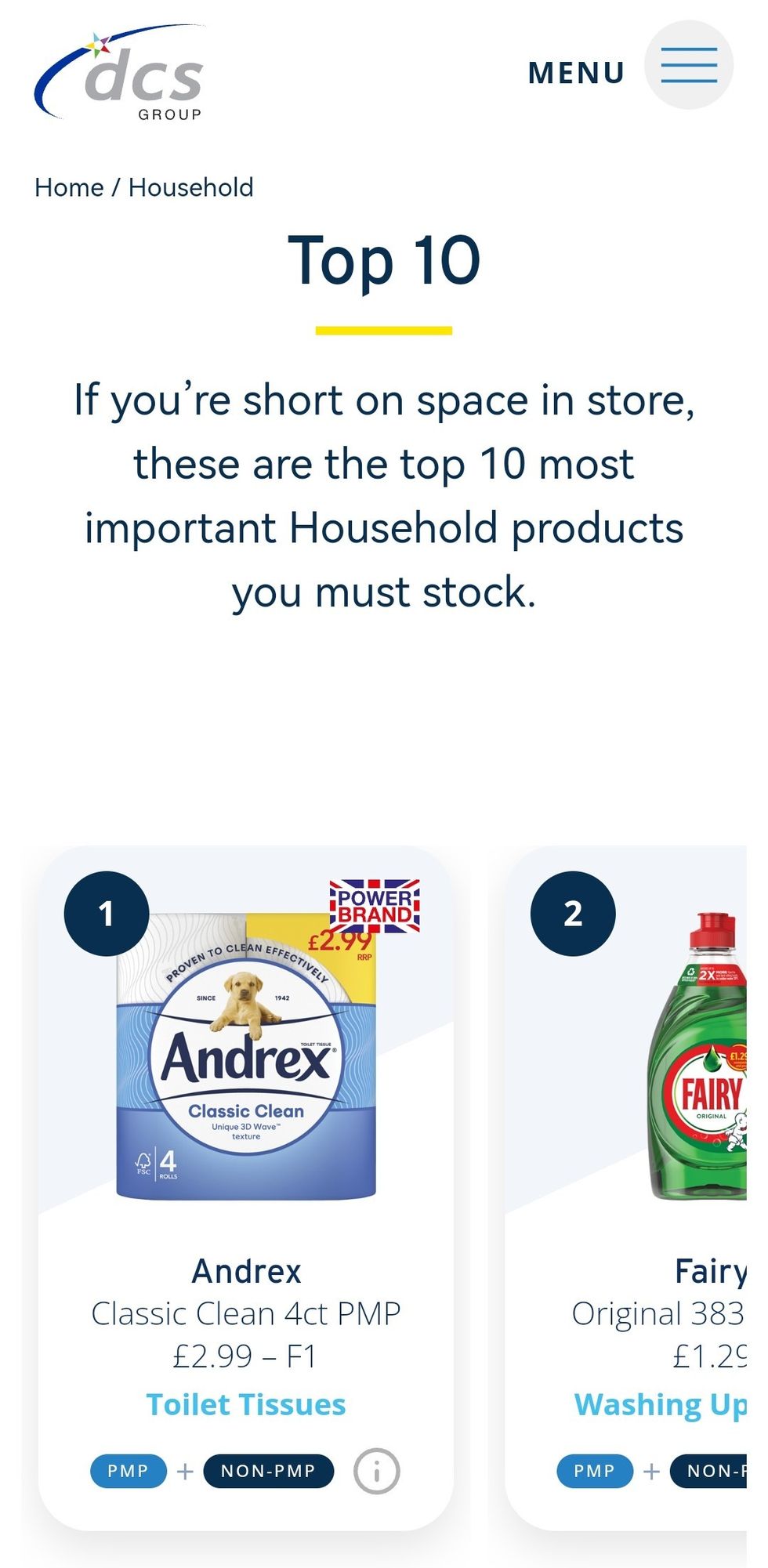DCS new insight CoreRange website lists all the latest category and product insights