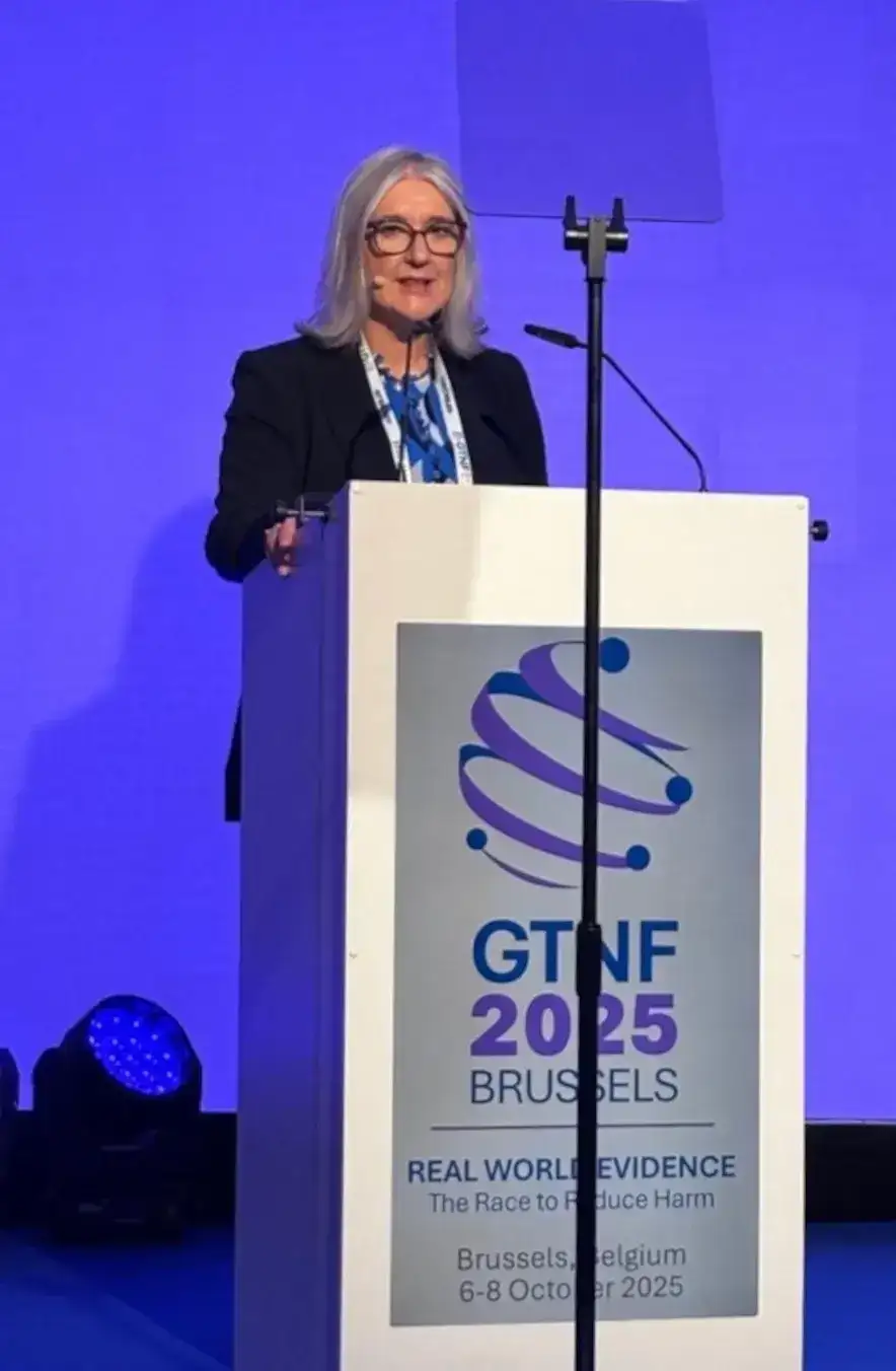 Deborah Binks-Moore addresses delegates at GTNF 2025 in Brussels