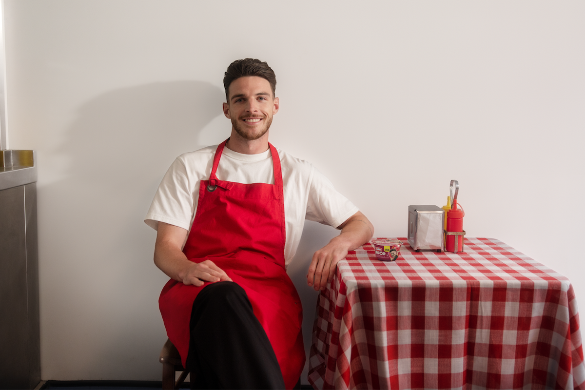 Declan Rice unveils his new Raspberry and White Chocolate Müller Rice pot