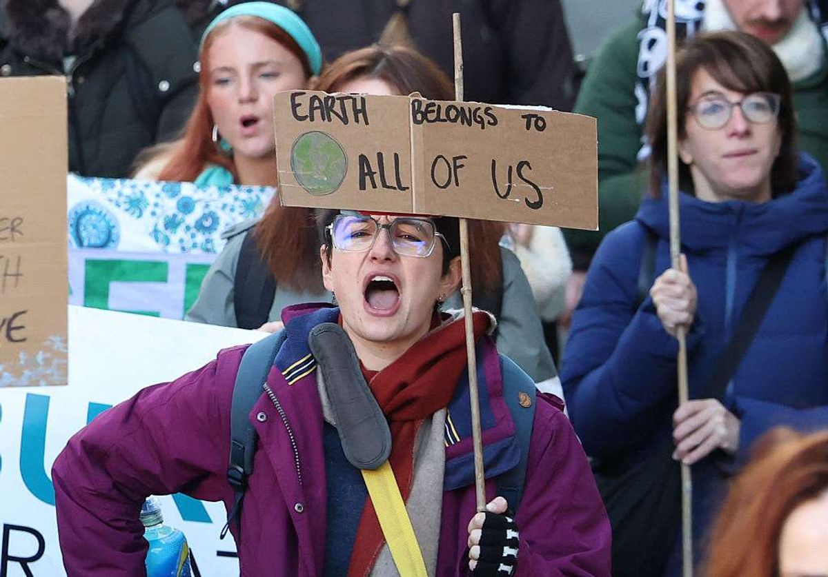 Demonstrators attend a climate protest