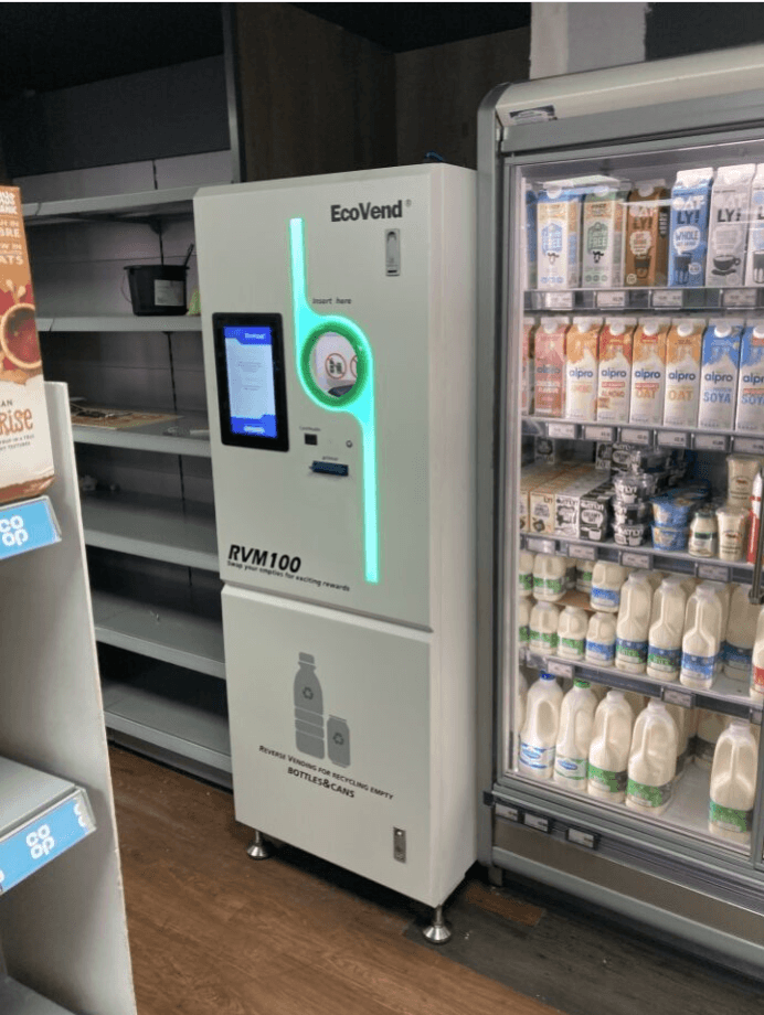 EcoVend reverse vending machine in a convenience store