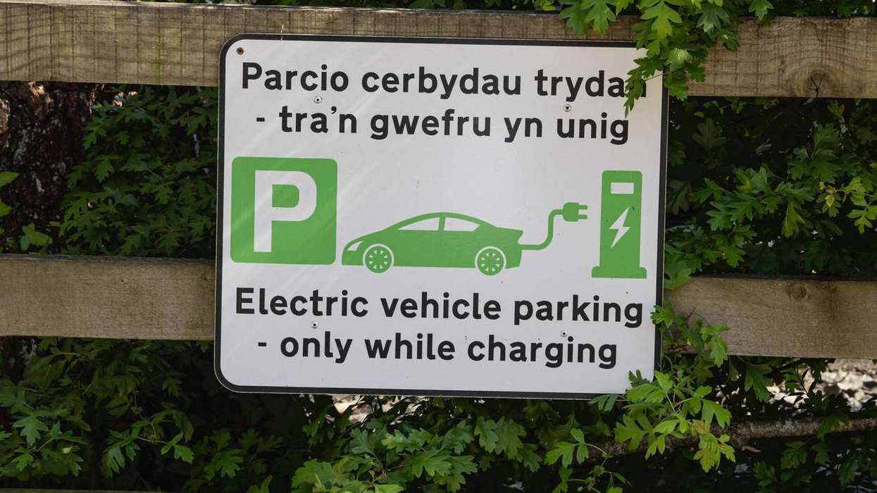 Electric vehicle charging point parking bay in Wales