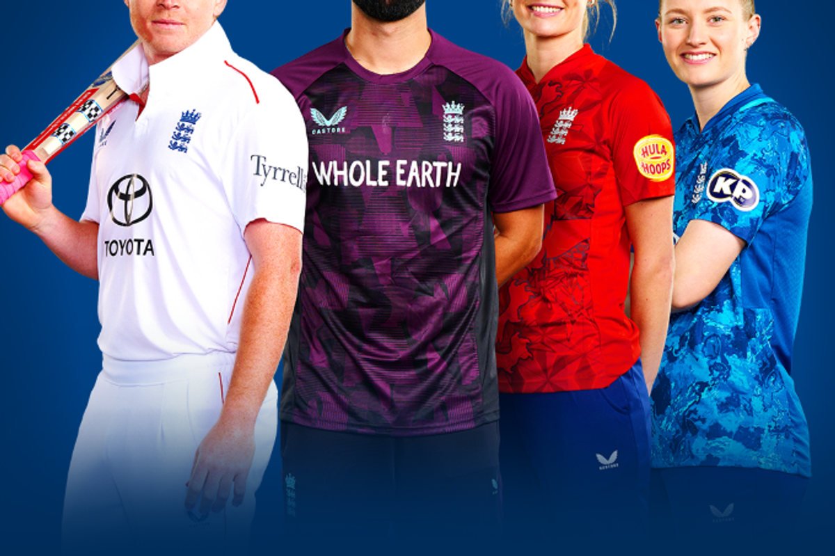 England Cricket player in a KP Snacks-branded shirt, part of the Everyone In campaign to inspire 1 million people to get active by 2033