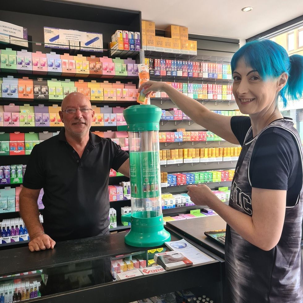 Eric McGill and vape recycle bin