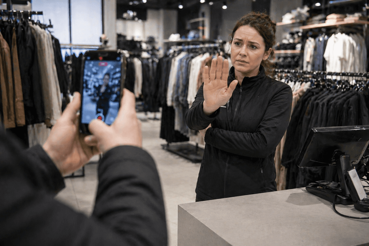 Filming retail workers