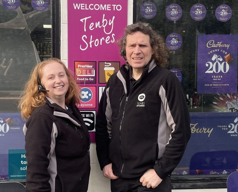 Fiona and Vince Malone at Tenby Stores facing UK convenience store crime in 2025
