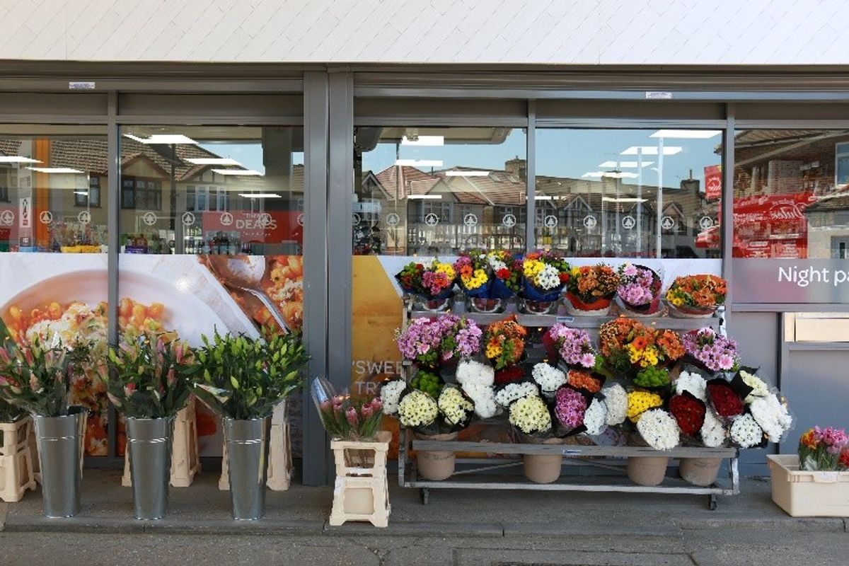 Flowers for sale at JET New North Road store in Ilford