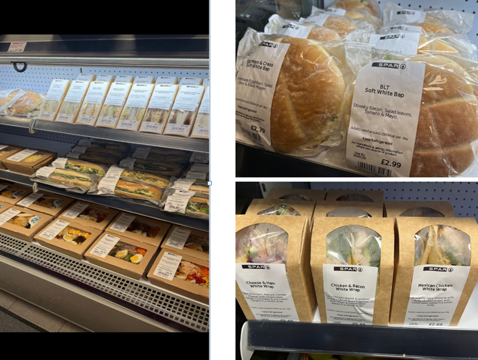 Food-to-go counter at The Old Dairy in Cornwall, displaying culinary delights