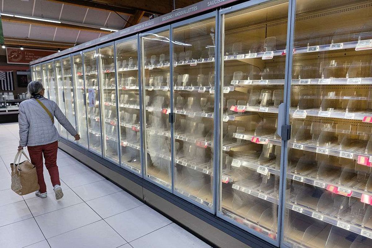 fresh-food refrigerators at a supermarket 