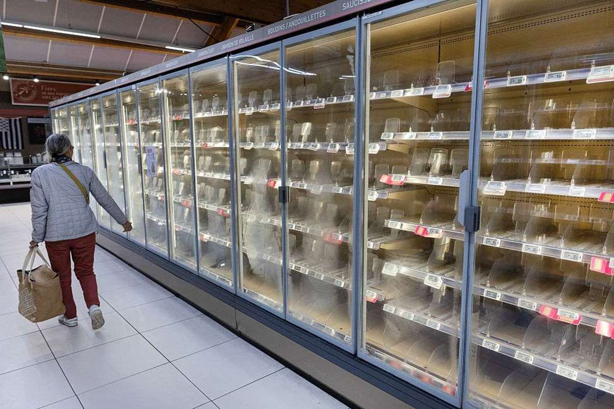 fresh-food refrigerators at a supermarket