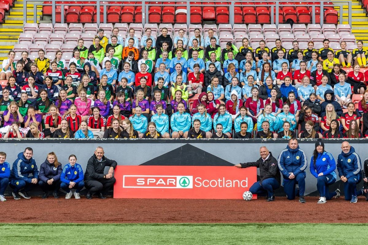 Girls celebrating win at SPAR Future Stars Cup finals at Broadwood Stadium