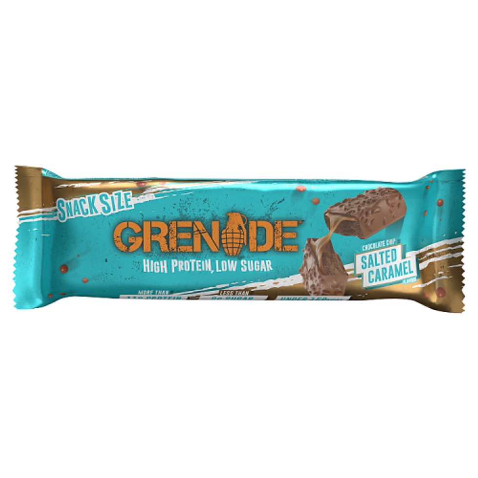 Grenade protein bar display in UK convenience store, leading 2025 sports nutrition sales