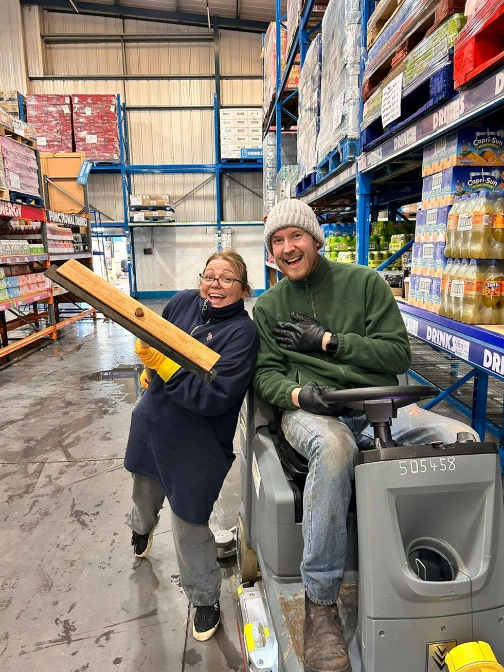 Hancocks staff cleaning up the Loughborough depot