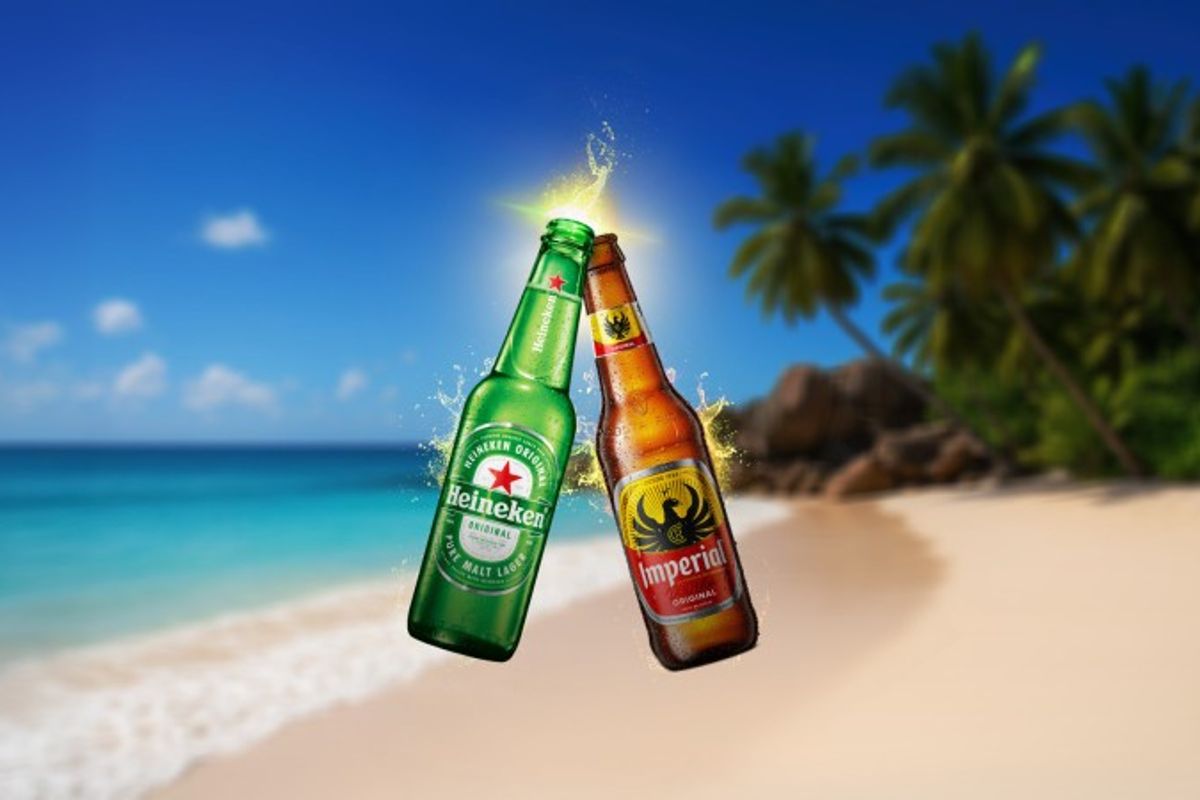 Heineken and Imperial beer bottles