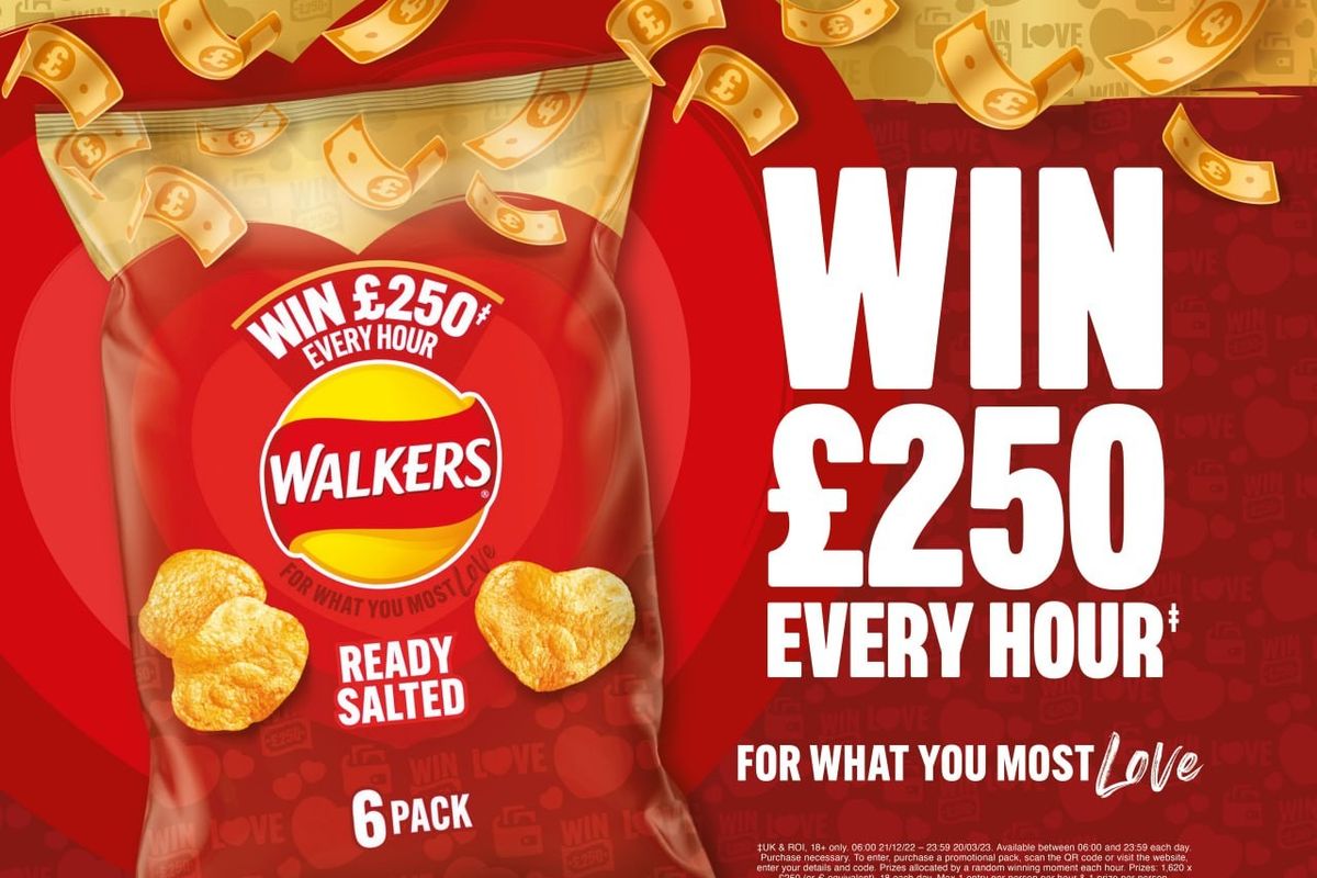 Consumers can win £250 every hour with Walkers on-pack promotion