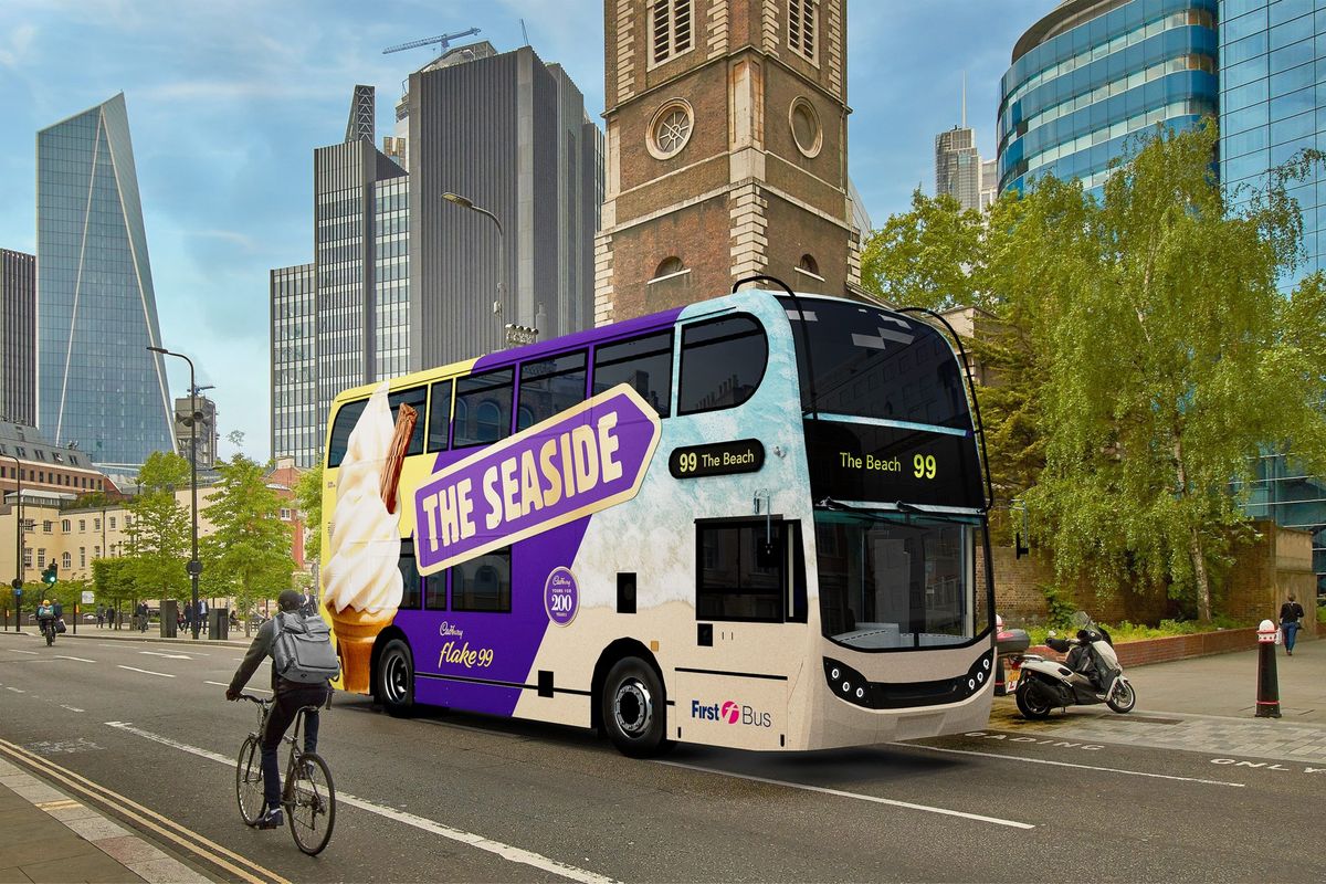 Cadbury Flake launches free ’99’ bus ferrying families to the beach