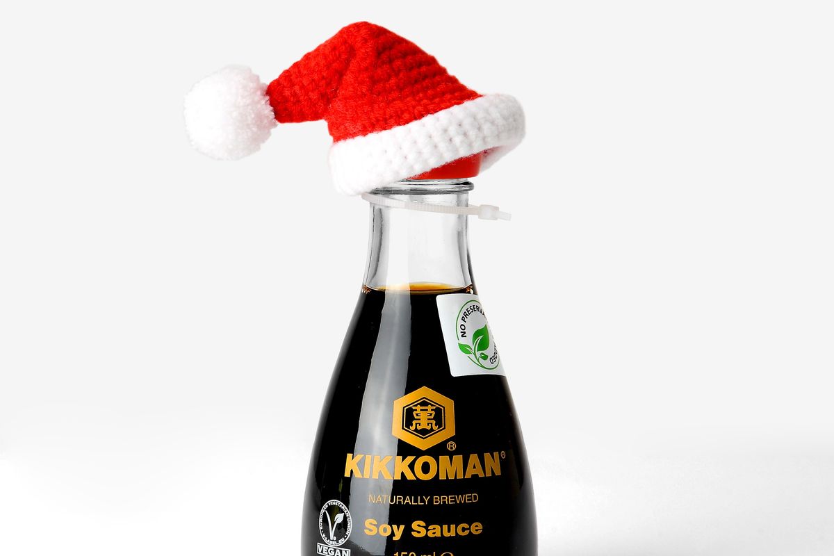 Kikkoman wears a Santa Hat for Christmas