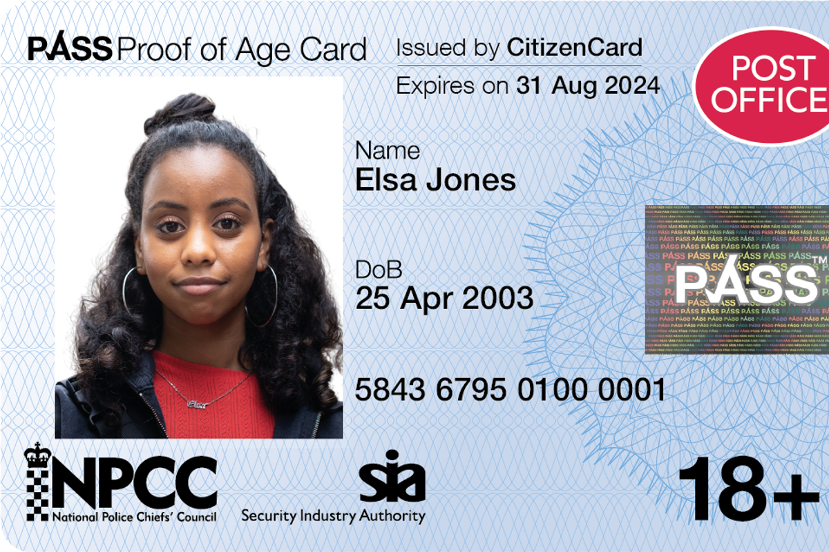 CitizenCard-issued Post Office PASS cards offer proof of age/photo-ID